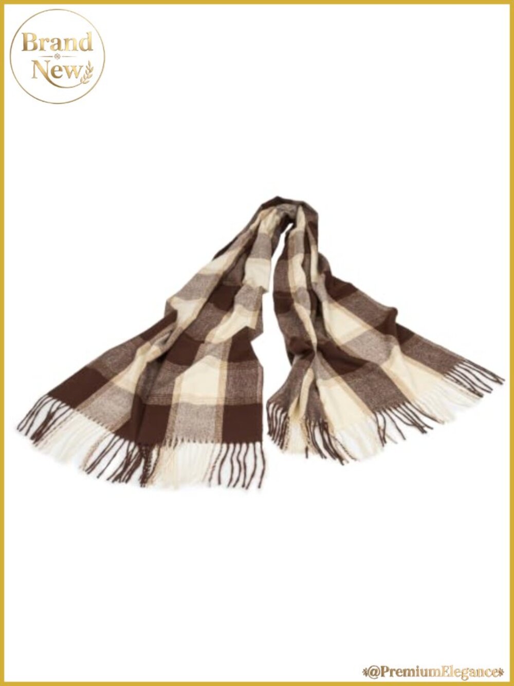 Women's Chunky Plaid Blanket Scarf Shawl Wrap with Fringe - Picture 2 of 5